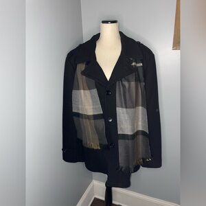 NWOT Michael Kors Men's Coat Black Wool Outerwear Coat With Scarf